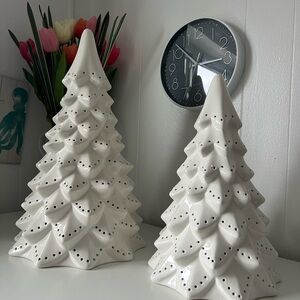 Ceramic Tree Led Trees White Set of 2 Open Box